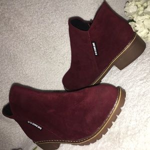 Burgundy booties